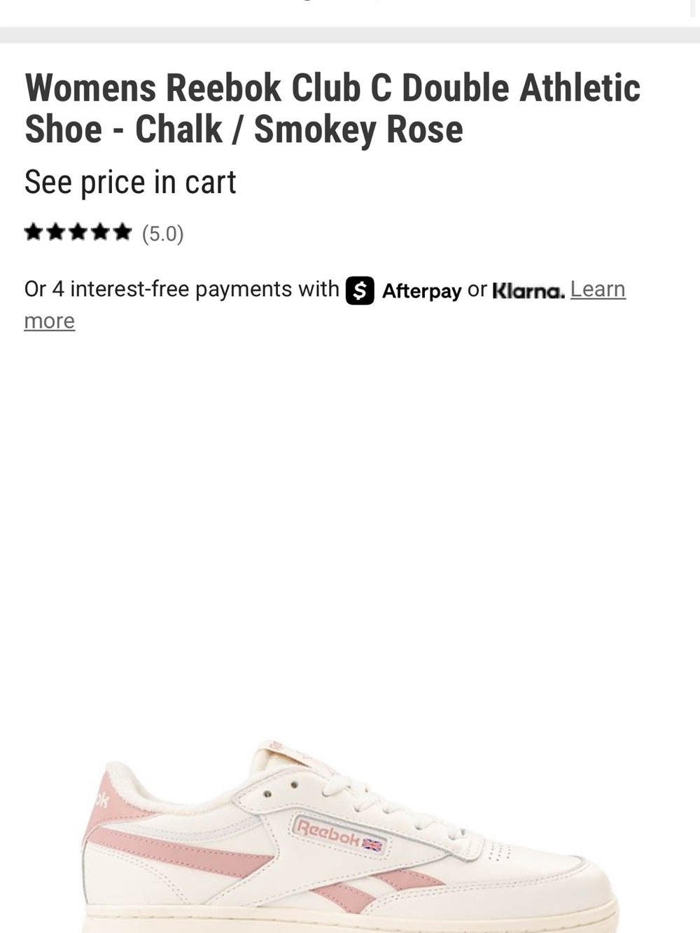 Reebok Women's White Leather Sneakers with Light Pink Accents